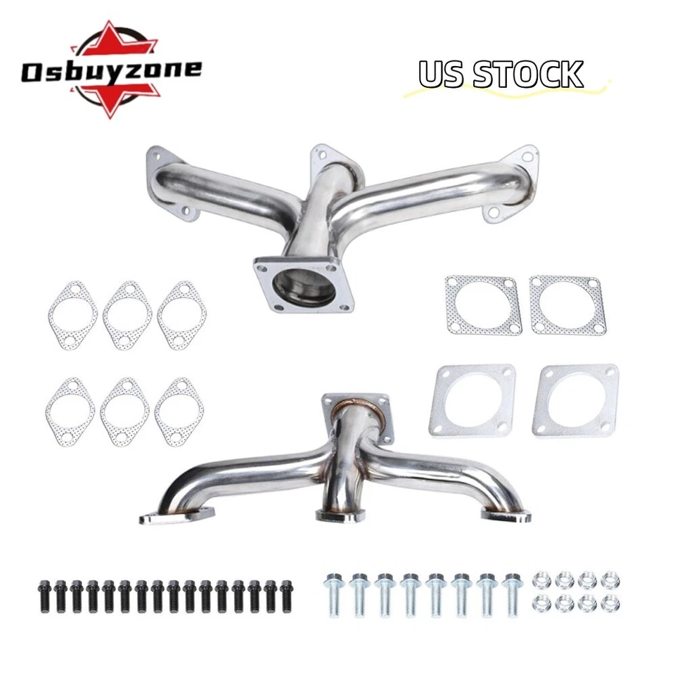 Par de cabezales de escape cortos de acero inoxidable pulido para Ford Flathead V8 1932-1953 EE. UU. Foto 1 de 4