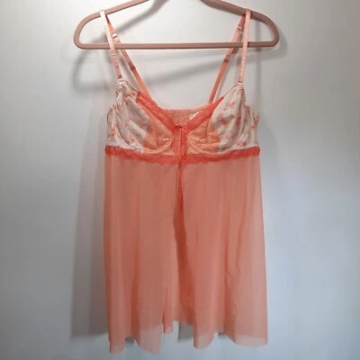 Lencería Cacique Intimates babydoll de encaje floral melocotón para mujer talla grande 14/16 Foto 1 de 4
