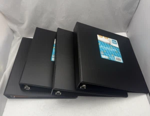 4 New Pen+Gear Standard 2 Interior Pockets 1" & 1.5" 3 Ring Black Binders Folder - Picture 1 of 8