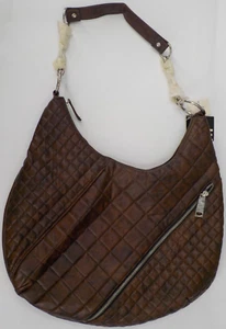 FASHION EXPRESS PURSE LARGE BROWN ZIPPED HOBO BAG FAUX LEATHER MULTI-POCKETS NWT - Picture 1 of 19