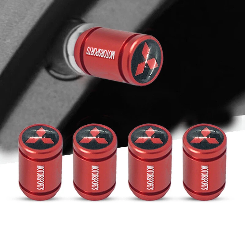 4PC Car Wheels Tire Air Valve Caps Stem Dust Cover Sport Caps for Mitsubishi Red Foto 1 de 1
