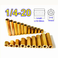 1/4-20 Brass Hex Standoffs Spacers Female Threaded Long Nuts Connector 10-100mm