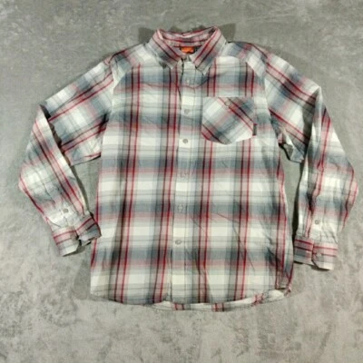 Merrell Shirt Mens Medium Red Gray Plaid Long Sleeve Button Front Cotton Outdoor - Image 1 of 4