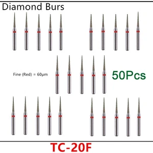 50Pcs Dental Diamond Burs FG Needle Taper TC-20F Fine Grit High Speed Handpiece - Picture 1 of 2