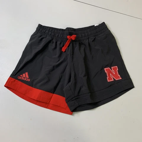NWT Adidas University Of Nebraska Cornhuskers Gym Shorts S NCAA Team Issue Black Cover
