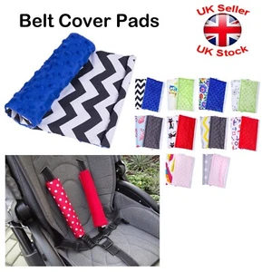 PADDED BELT COVER CAR SEAT Baby Pram Pushchair Stroller Pads PLUSH Reversible - Picture 1 of 2