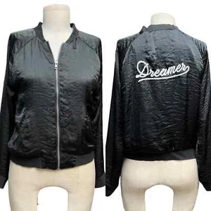 Spiritual Gangster Dreamer Bomber Jacket Black Kids Girls Size 14 - Picture 1 of 12