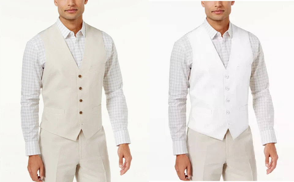 INC International Concepts Mens Linen Blend Vest, Size XS - Image 1 of 4