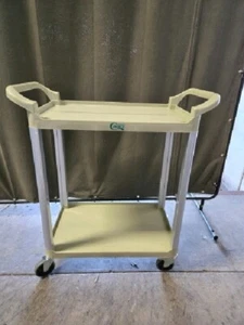 Choice 109CARTLG2BG Small Bus Cart With Two Shelves 24”x16” - Beige - Picture 1 of 4