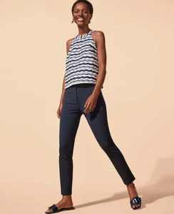 New ANN TAYLOR Navy Blue Stretch Cotton Audrey Crop Pants Sz 6 - Picture 1 of 4