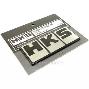 HKS 51003-AK027 Block Logo Emblem Badge Black & Silver Genuine Made in JAPAN JDM - Picture 1 of 2