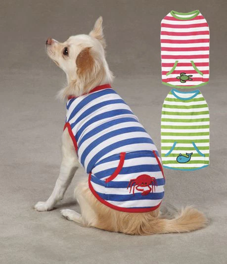 Собака Майка футболка Beachcomber Zack и Zoey полоски домашних животных рубашки без рукавов - Изображение 1 из 1