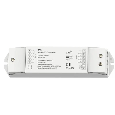 V4 RGBW/RGB/CCT/Dimming LED RF Controller 4CH 5A/CH Push Dim/Multiple protection - Image 1 of 4