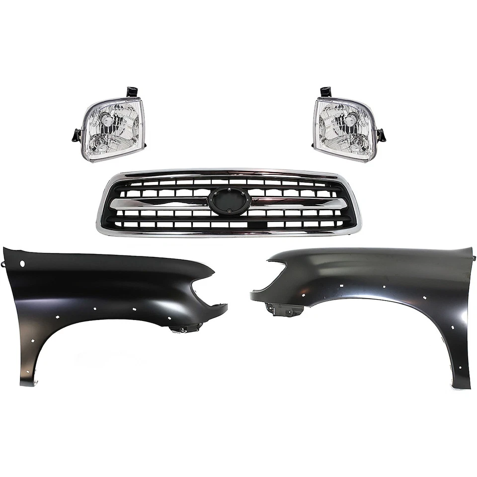 Grille Kit For 2000-2002 Toyota Tundra with LH RH Fenders and Headlights Foto 1 de 4