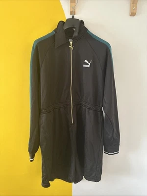 PUMA T7 Women’s Romper Jumpsuit Playsuit Size Large Black And Teal L - image 1 of 4