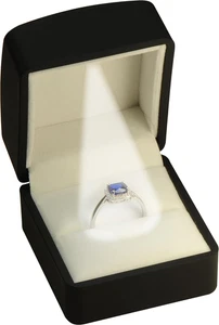 LED Black Ring Box for Proposal, Wedding, Engagement...Luxury Arc Shaped Top Des - Picture 1 of 12