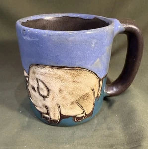 Mara Mexico Hand Crafted Stoneware Pottery Whimsical Pig Coffee Mug,Signed,16 Oz - Picture 1 of 6