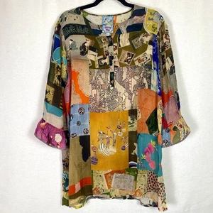 RARE Johnny Was Women’s Medium Vera Tunic Top Lightweight Boho Asian 3/4 Shirt - Picture 1 of 7