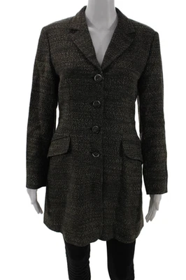 Abrigo Sport Max Mujer Espiga Negro Cuello Botón Manga Larga Talla 6 Foto 1 de 4