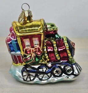 Christopher Radko Gift Express Train Blown Glass Christmas Ornament - Picture 1 of 6