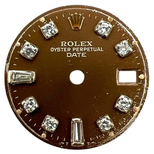 Genuine Rolex Oyster Date 26mm Factory Baguette Diamond Dial Brown & Gold 6917 - Picture 1 of 4