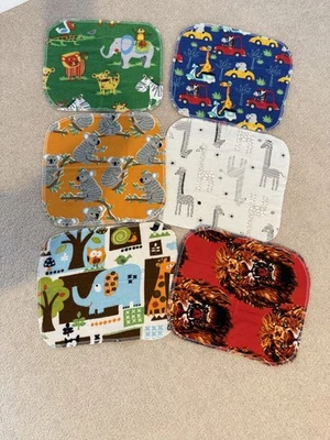 Children’s Cloth Napkins w Safari Animals. Pack Of 6. Soft Cotton Washable - Image 1 of 4