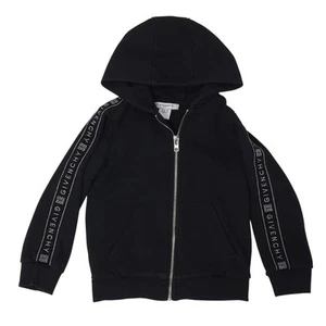 Givenchy Kid's Black Silver Glitter Logo Arms Hoodie Sweatshirt Jacket- Girl 6 - Picture 1 of 10