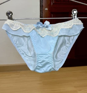 Vintage Light Silky Polyester String Panty Nylon Lace Hi Leg Sissy Bikini Sz.5 - Picture 1 of 20