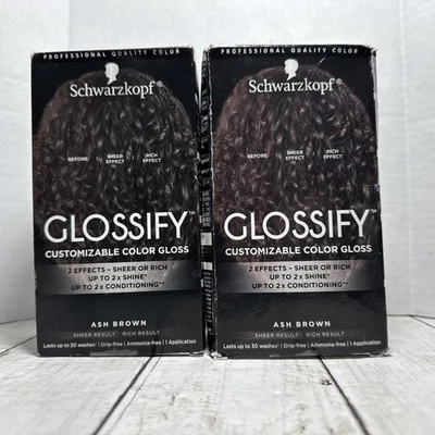 Schwarzkopf Glossify Ash Brown Demi Permanent Customizable Color Gloss 2 Boxes - Image 1 of 4