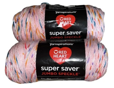 Red Heart Super Saver Jumbo Yarn 2 Skeins 10oz Bubblegum Speckle - Image 1 of 4