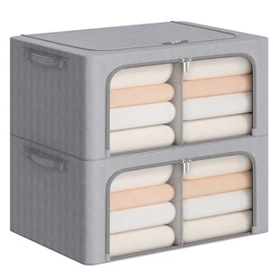 Foldable Clothes Storage Bins 2 Pack, Stackable Metal Frame Clothing Storage ... - Bild 1 von 9