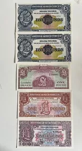 More details for £5 &amp; £1 pound military british armed forces notes - uncirculated 5no.