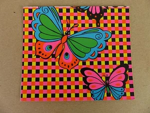 Vintage Butterfly Butterflies Psychedelic Card Post Card Flourescent Black Lite - Picture 1 of 3