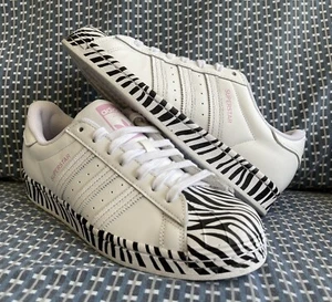 Rare Adidas Superstar W Zebra White Black Purple Women’s Sz 9 GZ9679 - Picture 1 of 6