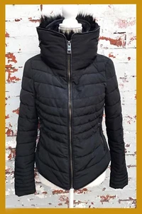 ZARA COAT PUFFA STYLE JACKET ANORAK/ FAUX FUR COLLAR + HOOD (S) SCHOOL COAT /45 - Picture 1 of 12