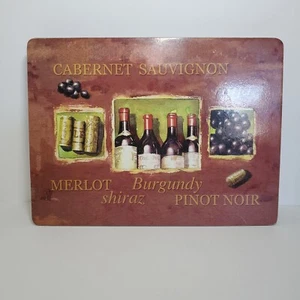 Wine Themed Cork Placemats, Merlot Colored with Wine Bottle Design, Set of 6 - Picture 1 of 6