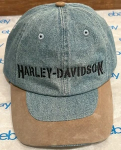 Harley Davidson Motor Clothes Blue Jean Cap with Two Tone Bill & "03" On Back - Picture 1 of 6
