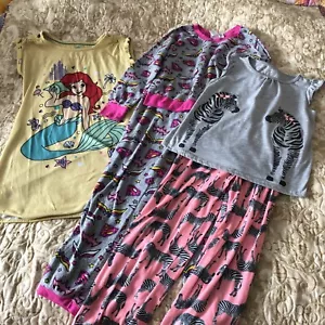 5 Piece Girls Pajama Little Mermaid Superwoman Zebra 9/10 - Picture 1 of 10