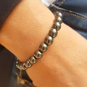 Pulsera hematite piedra natural imán bola 6mm - Imagen 1 de 2