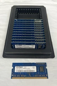 *LOT OF 12* Elpida Laptop RAM 2GB 1RX8 PC3-10600S-9-10-B2 EBJ20UF8BCS0-DJ-F - Picture 1 of 3