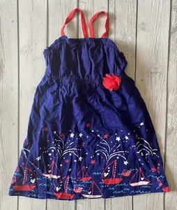 JUMPING BEANS Girls Size 5 Dress Red White Blue Sundress Sailboats - Picture 1 of 5