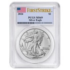 2024 $1 American Silver Eagle Pcgs Ms69 Fs Flag Label