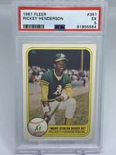 1981 Fleer Rickey Henderson Baseball Card #351 PSA 5