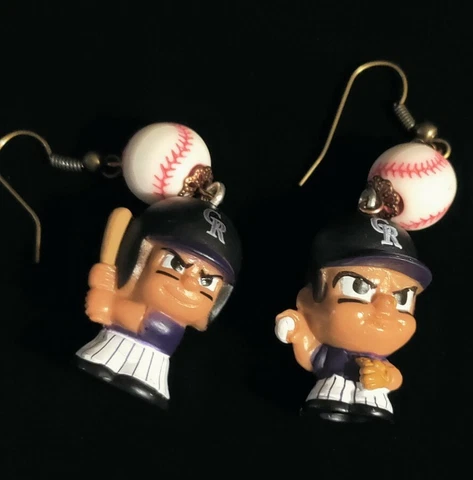 Colorado Rockies Teeny Baseball Player Earring Set Dangles Cover