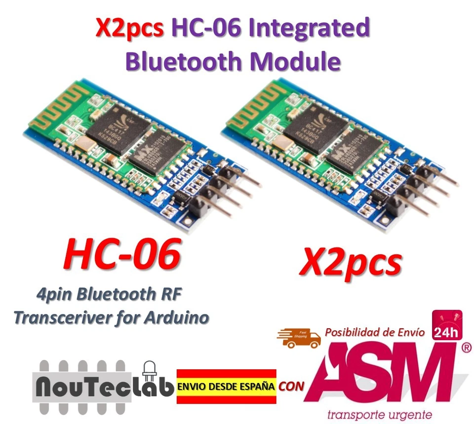 2pcs HC-06 Modulo Inalambrico Arduino HC06 Bluetooth con base Slave para Arduino - Imagen 1 de 1