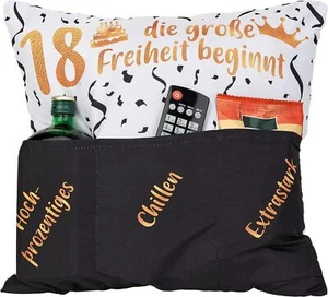Dekokissen 18. GEBURTSTAG Kissen mit 3 Taschen zum selber Befüllen Geschenk  - Bild 1 von 5