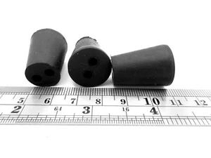 #1 Rubber Stopper, 2 Center Holes, Plugs 9/16 To 11/16", 14mm To 17.4mm ID Holes - Picture 1 of 12