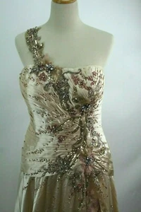 Camille La Vie Gown / Prom Dress Size 16 Tan with lots of embellishments - Picture 1 of 11