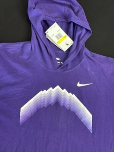 Nike Tee Men’s Lightweight Purple Hoodie Mountains Pullover Small Dri-Fit NEW - Picture 1 of 10