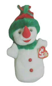 Ty Beanie Baby White Snowgirl Green & Red Contrast Colors Retired December 2000 - Picture 1 of 5